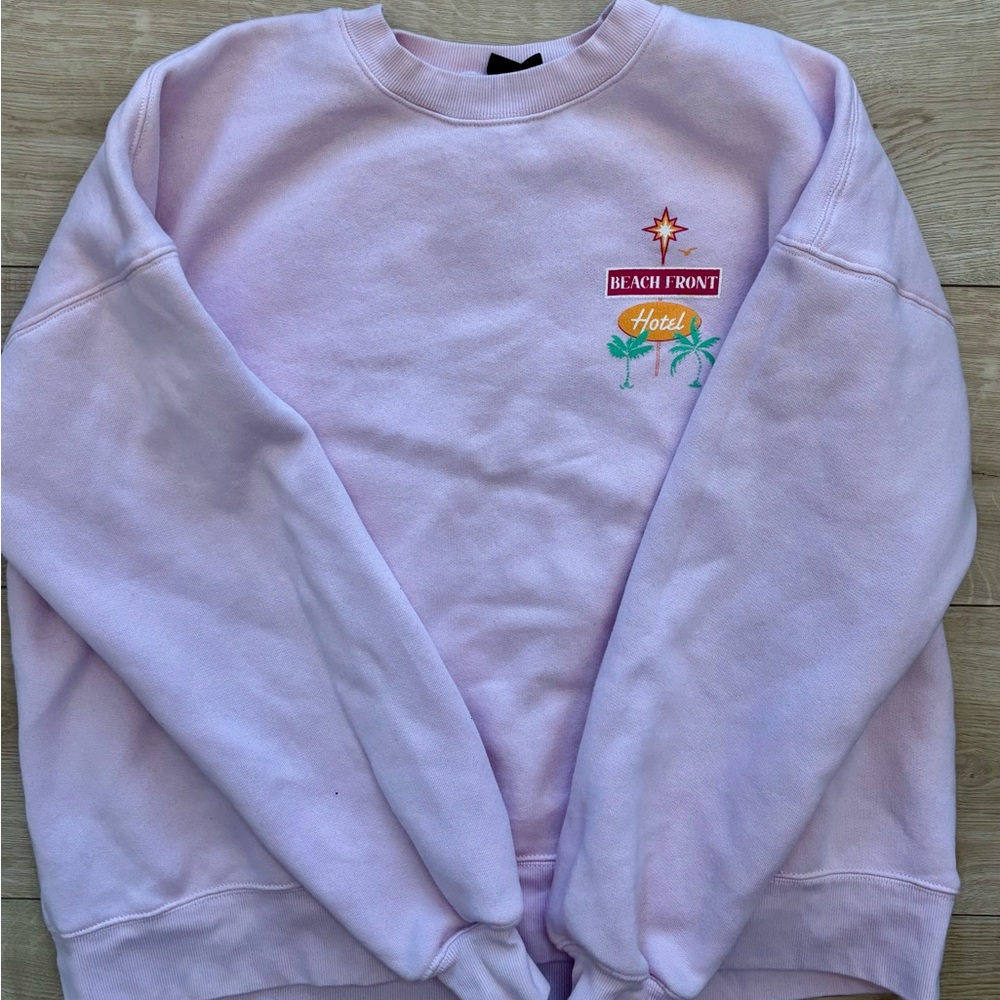Wild Fable Oversized Graphic Sweatshirt Pullover in Light Pink Chenille Letter - Picture 6 of 8